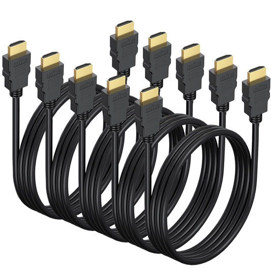 6.6FT HDMI Cable 5-Pack, Shielded 4K HDMI Cord, Gold-Plated HDMI to HDMI Cable 120Hz ARC&CL3 Rated, HDCP 2.2, 3D HDR| for Docking Station, PC,Monitor, Switch, Splitter, PS5, PS4, Xbox, TV, Soundbar