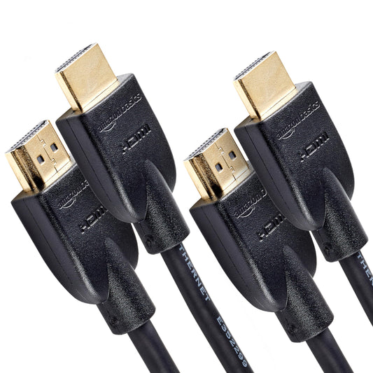 Amazon Basics HDMI Cable, 3-Pack, 10ft, 4K@60Hz, High-Speed 4K HDMI 2.0 Cord (18Gbps), 2160p, 48 bit, Compatible with TV/PS5/Xbox/Roku, Black