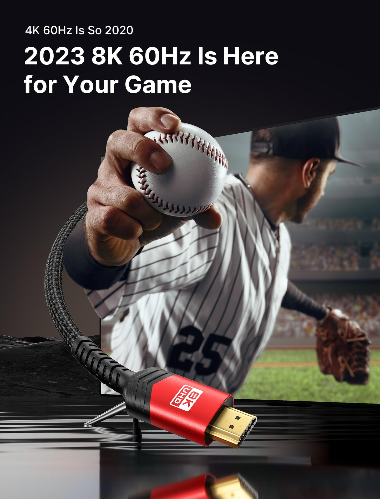 JSAUX HDMI Cables 2.1 10FT 2-Pack 48Gbps 8K@60Hz 4K Ultra High Speed Cords(7680x4320, 4K@120Hz) eARC HDR10 HDCP 2.2 & 2.3 3D, Compatible for PS5/PS4/X-Box/Roku TV/HDTV/Blu-ray/LG