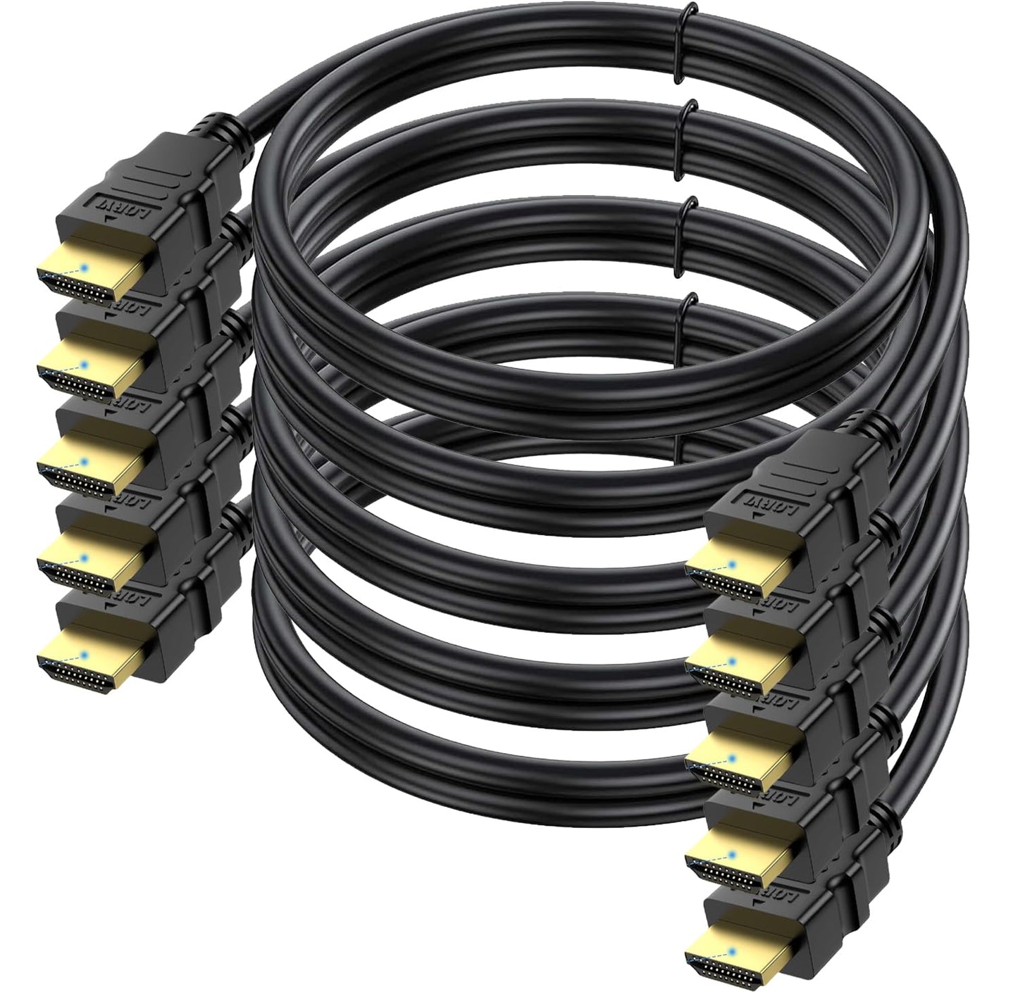 6.6FT HDMI Cable 5-Pack, Shielded 4K HDMI Cord, Gold-Plated HDMI to HDMI Cable 120Hz ARC&CL3 Rated, HDCP 2.2, 3D HDR| for Docking Station, PC,Monitor, Switch, Splitter, PS5, PS4, Xbox, TV, Soundbar