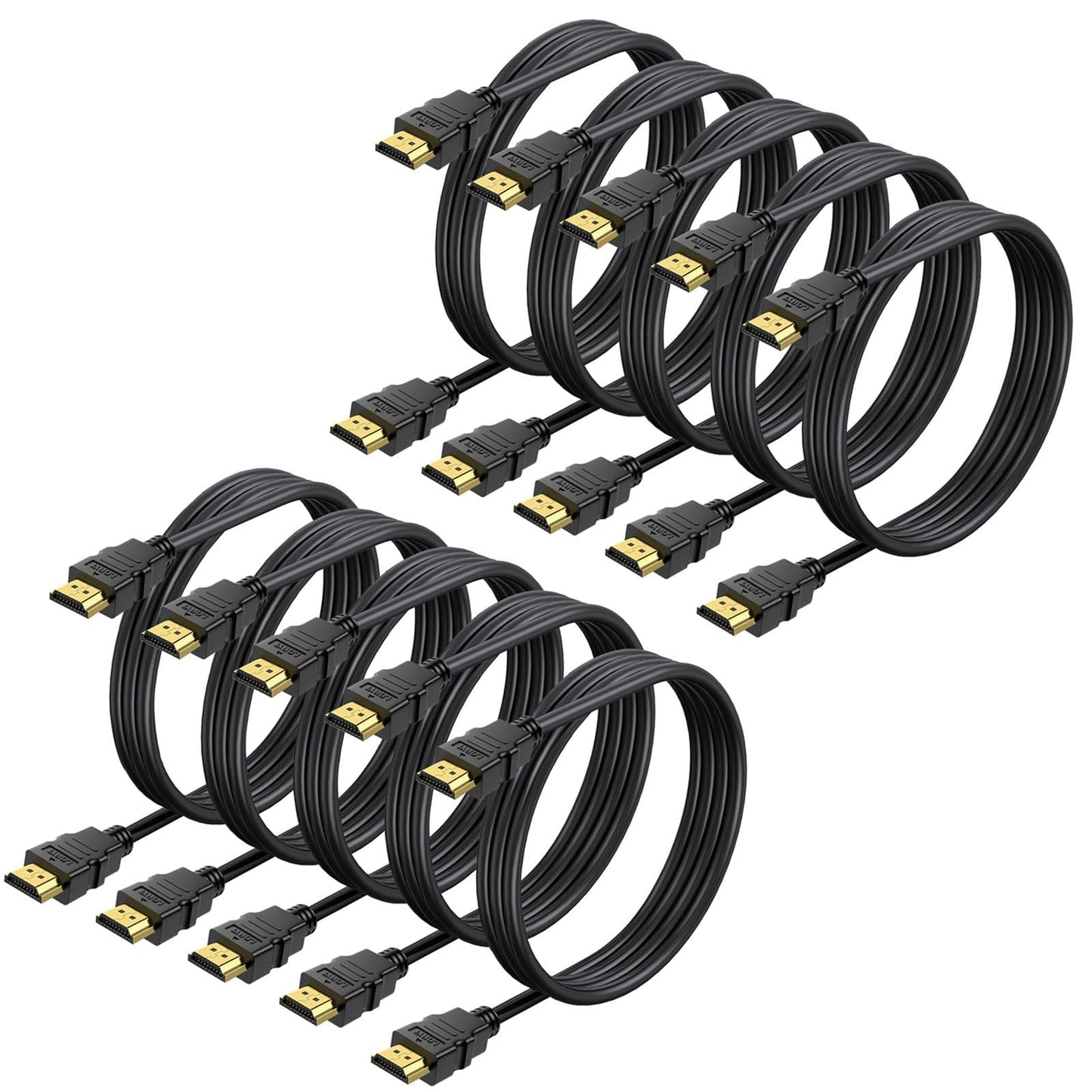 6.6FT HDMI Cable 5-Pack, Shielded 4K HDMI Cord, Gold-Plated HDMI to HDMI Cable 120Hz ARC&CL3 Rated, HDCP 2.2, 3D HDR| for Docking Station, PC,Monitor, Switch, Splitter, PS5, PS4, Xbox, TV, Soundbar