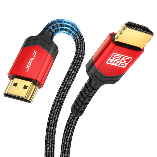 JSAUX HDMI Cables 2.1 10FT 2-Pack 48Gbps 8K@60Hz 4K Ultra High Speed Cords(7680x4320, 4K@120Hz) eARC HDR10 HDCP 2.2 & 2.3 3D, Compatible for PS5/PS4/X-Box/Roku TV/HDTV/Blu-ray/LG