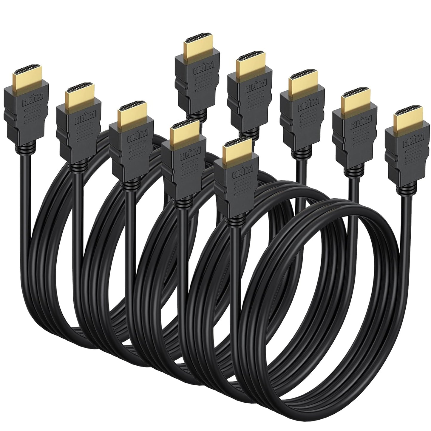 6.6FT HDMI Cable 5-Pack, Shielded 4K HDMI Cord, Gold-Plated HDMI to HDMI Cable 120Hz ARC&CL3 Rated, HDCP 2.2, 3D HDR| for Docking Station, PC,Monitor, Switch, Splitter, PS5, PS4, Xbox, TV, Soundbar