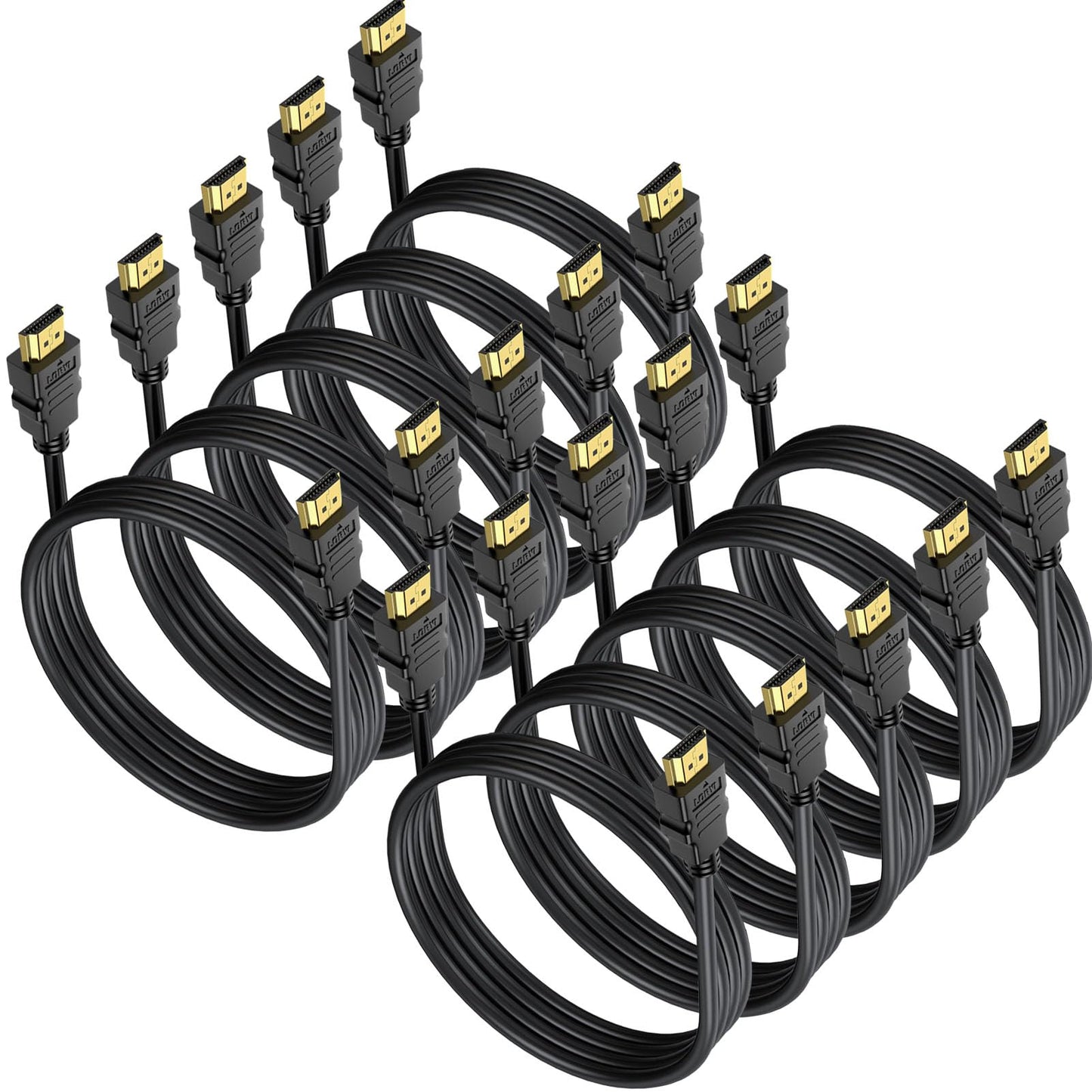 6.6FT HDMI Cable 5-Pack, Shielded 4K HDMI Cord, Gold-Plated HDMI to HDMI Cable 120Hz ARC&CL3 Rated, HDCP 2.2, 3D HDR| for Docking Station, PC,Monitor, Switch, Splitter, PS5, PS4, Xbox, TV, Soundbar