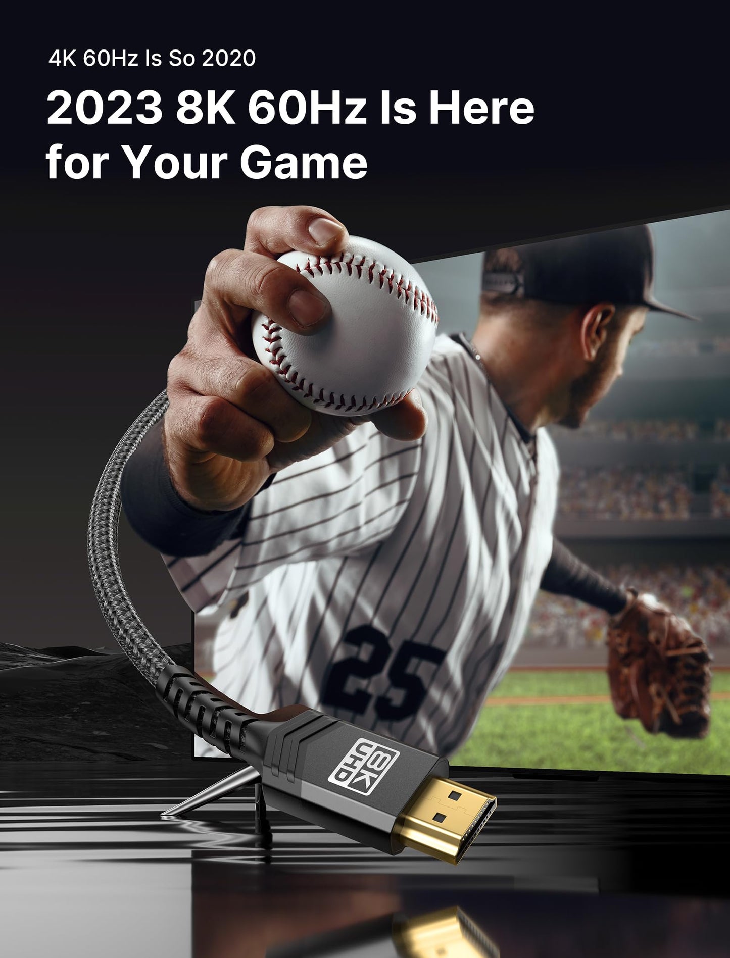 JSAUX HDMI Cables 2.1 10FT 2-Pack 48Gbps 8K@60Hz 4K Ultra High Speed Cords(7680x4320, 4K@120Hz) eARC HDR10 HDCP 2.2 & 2.3 3D, Compatible for PS5/PS4/X-Box/Roku TV/HDTV/Blu-ray/LG