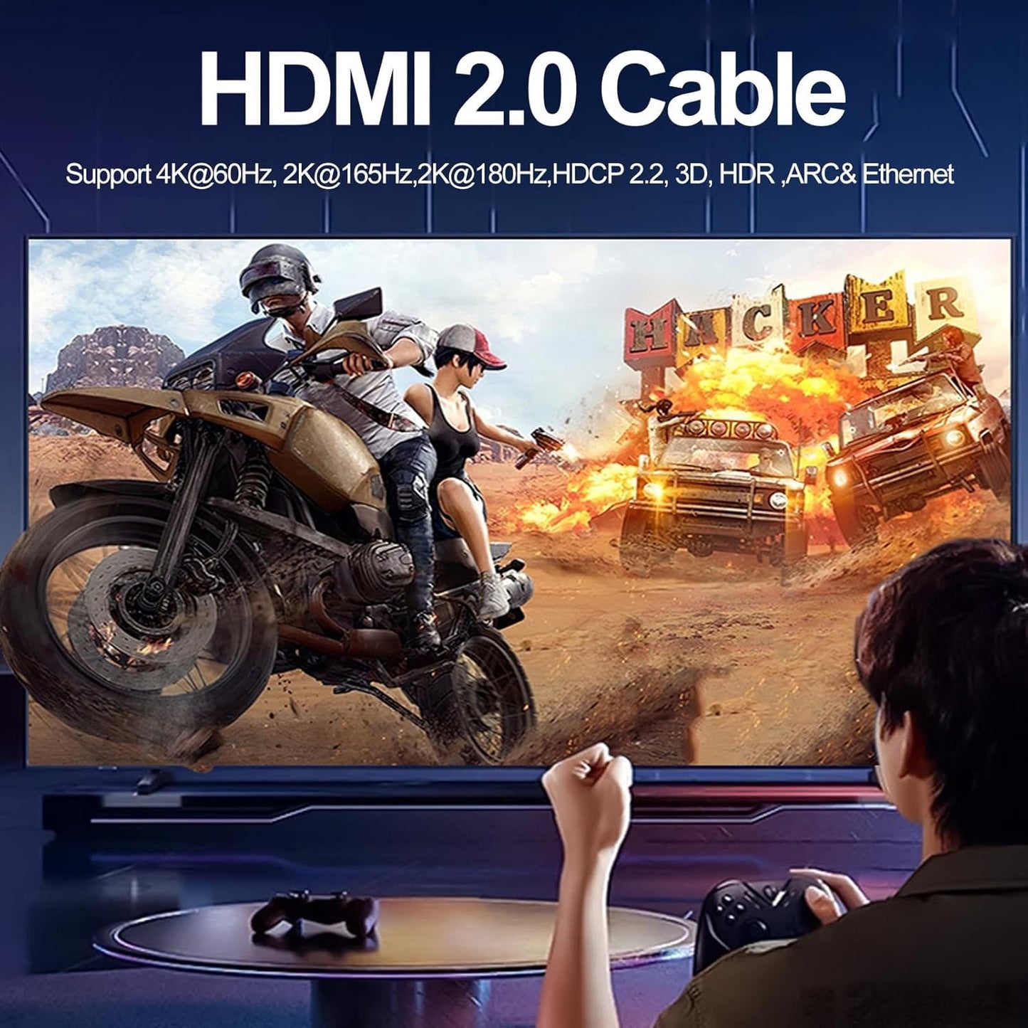 6.6FT HDMI Cable 5-Pack, Shielded 4K HDMI Cord, Gold-Plated HDMI to HDMI Cable 120Hz ARC&CL3 Rated, HDCP 2.2, 3D HDR| for Docking Station, PC,Monitor, Switch, Splitter, PS5, PS4, Xbox, TV, Soundbar