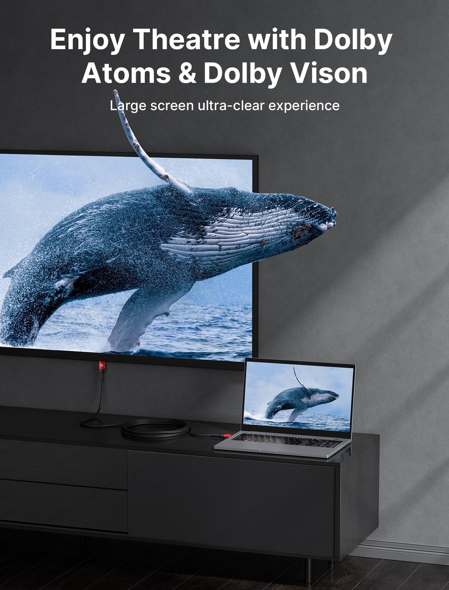 JSAUX HDMI Cables 2.1 10FT 2-Pack 48Gbps 8K@60Hz 4K Ultra High Speed Cords(7680x4320, 4K@120Hz) eARC HDR10 HDCP 2.2 & 2.3 3D, Compatible for PS5/PS4/X-Box/Roku TV/HDTV/Blu-ray/LG