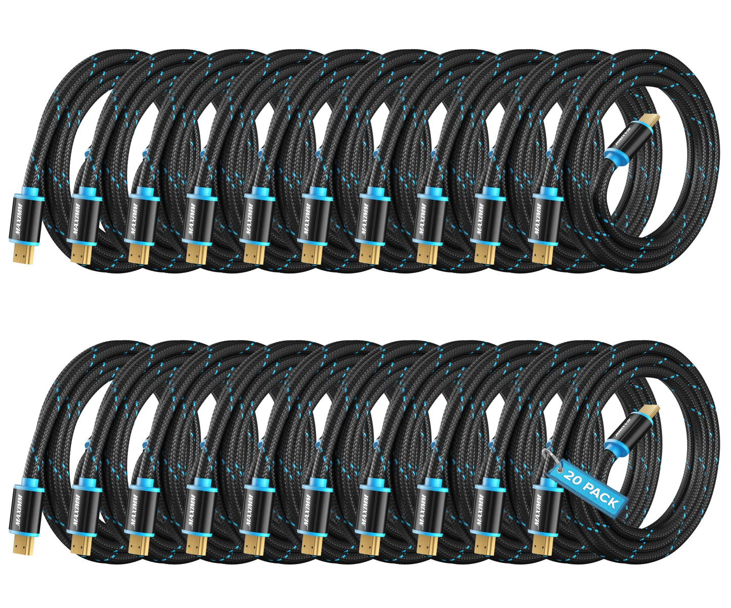 HDMI Cable 4K Ultra HD 6 Foot (10 Pack) Nylon Braided HDMI 2.0 Cable, High Speed 18Gbps 4K60Hz HDR, 3D, 2160p, 1080p, HDCP 2.2, ARC, HDMI Cables for Monitors, HDTV