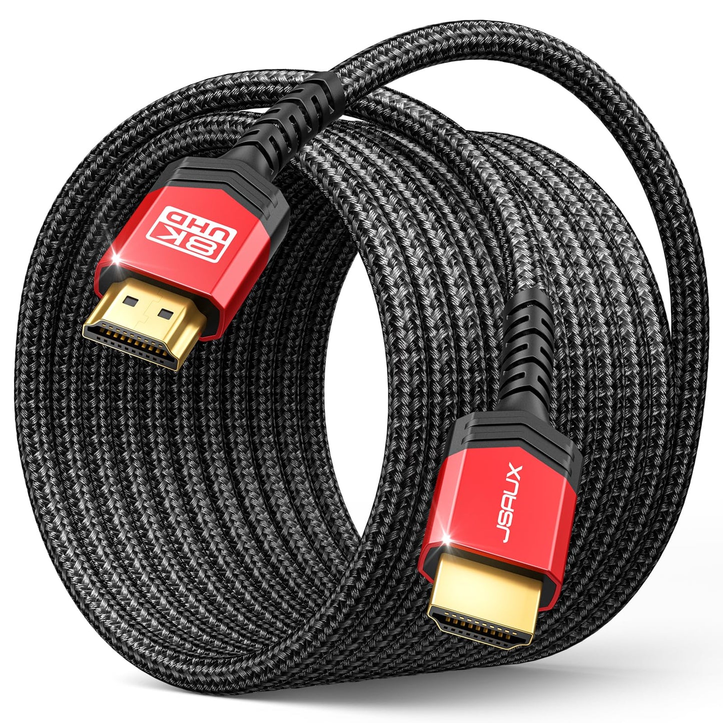 JSAUX HDMI Cables 2.1 10FT 2-Pack 48Gbps 8K@60Hz 4K Ultra High Speed Cords(7680x4320, 4K@120Hz) eARC HDR10 HDCP 2.2 & 2.3 3D, Compatible for PS5/PS4/X-Box/Roku TV/HDTV/Blu-ray/LG