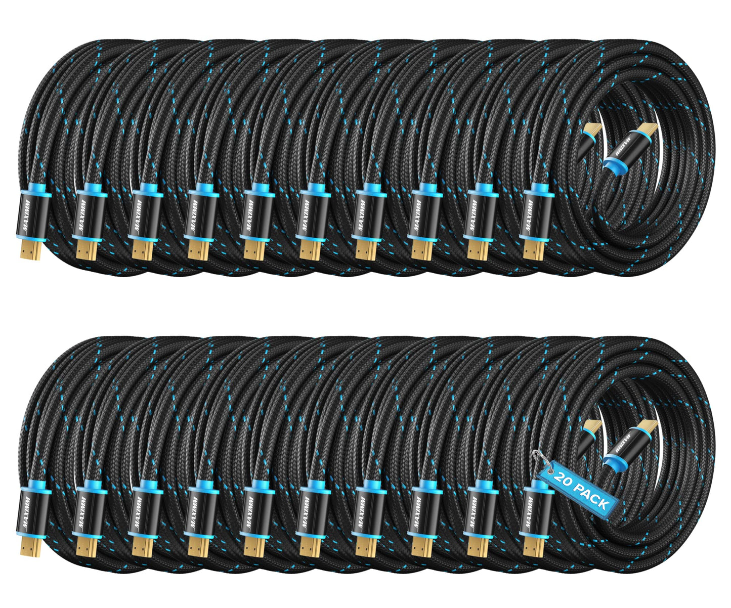 HDMI Cable 4K Ultra HD 6 Foot (10 Pack) Nylon Braided HDMI 2.0 Cable, High Speed 18Gbps 4K60Hz HDR, 3D, 2160p, 1080p, HDCP 2.2, ARC, HDMI Cables for Monitors, HDTV