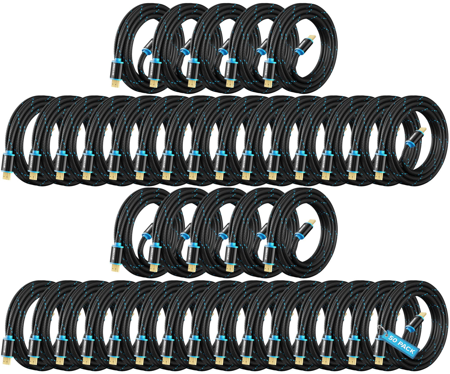 HDMI Cable 4K Ultra HD 6 Foot (10 Pack) Nylon Braided HDMI 2.0 Cable, High Speed 18Gbps 4K60Hz HDR, 3D, 2160p, 1080p, HDCP 2.2, ARC, HDMI Cables for Monitors, HDTV