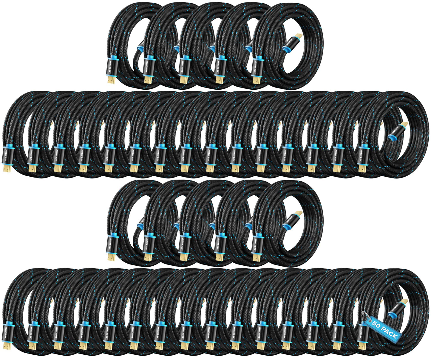 HDMI Cable 4K Ultra HD 6 Foot (10 Pack) Nylon Braided HDMI 2.0 Cable, High Speed 18Gbps 4K60Hz HDR, 3D, 2160p, 1080p, HDCP 2.2, ARC, HDMI Cables for Monitors, HDTV