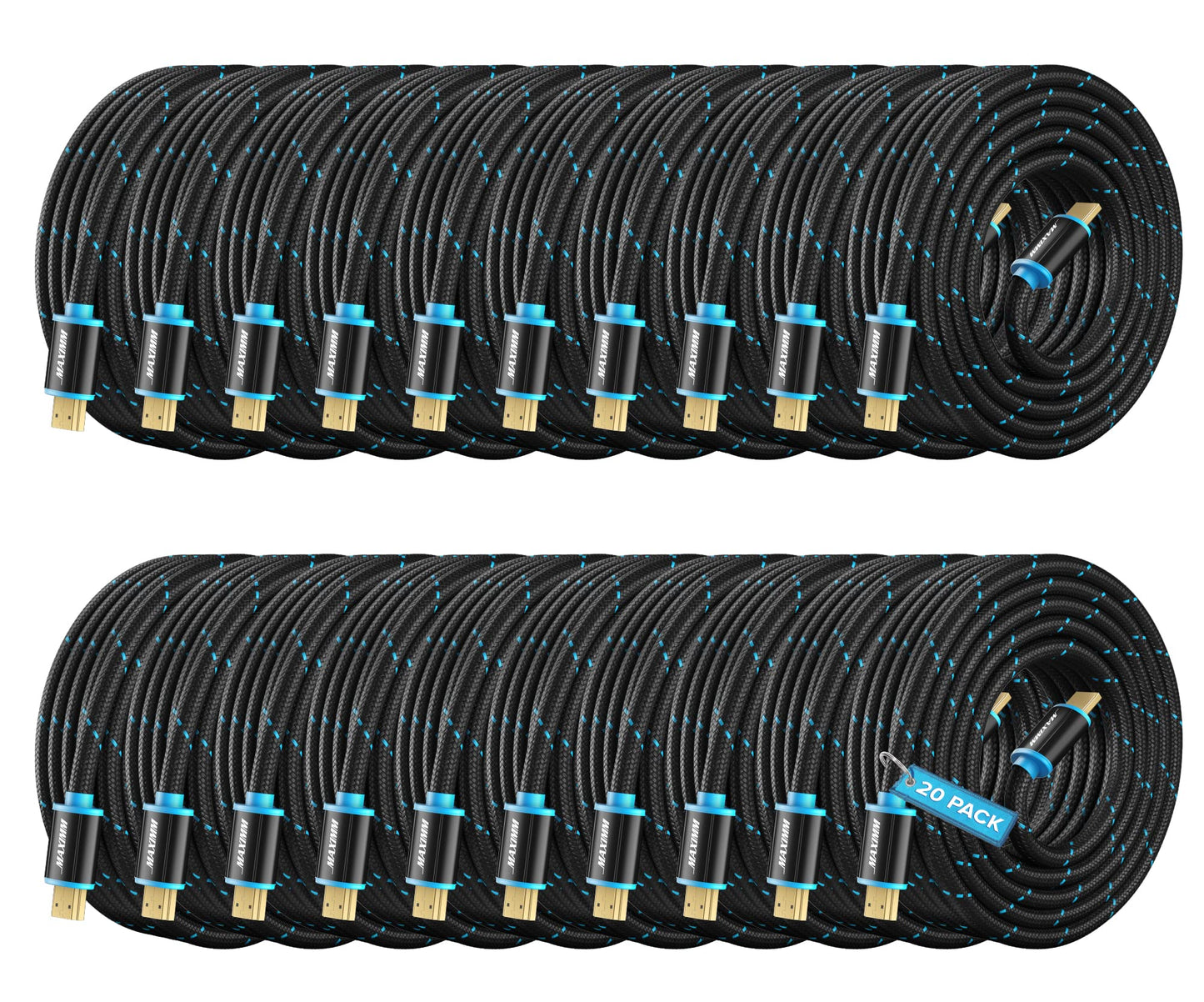 HDMI Cable 4K Ultra HD 6 Foot (10 Pack) Nylon Braided HDMI 2.0 Cable, High Speed 18Gbps 4K60Hz HDR, 3D, 2160p, 1080p, HDCP 2.2, ARC, HDMI Cables for Monitors, HDTV