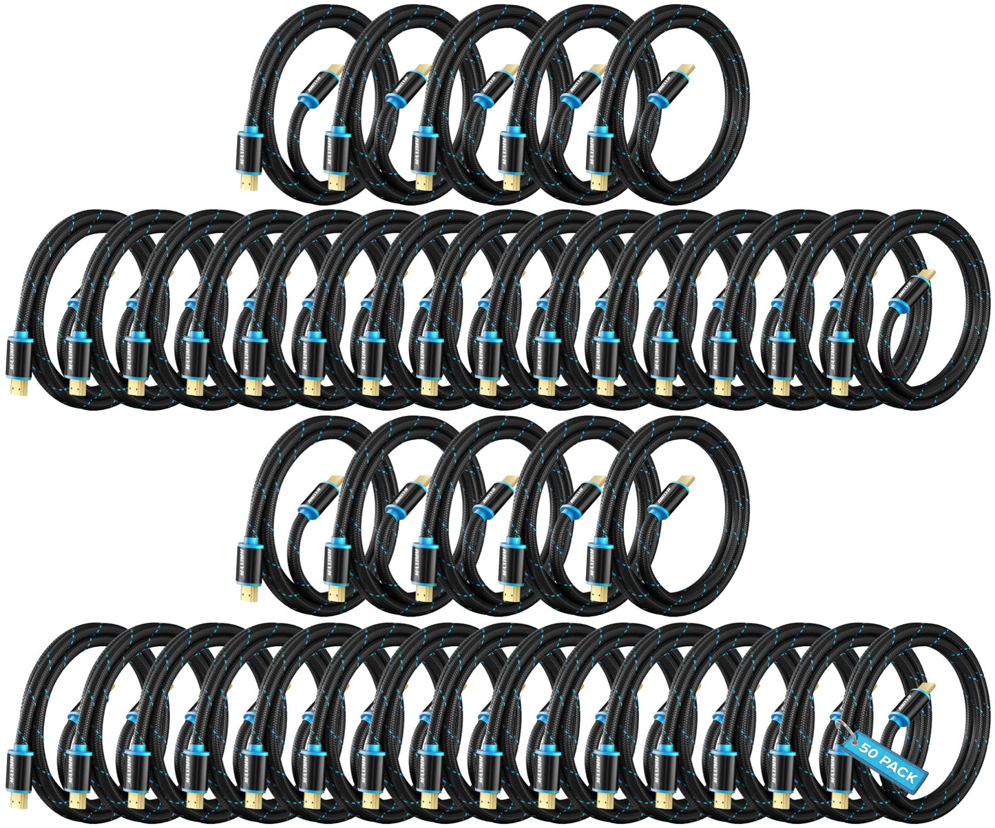 HDMI Cable 4K Ultra HD 6 Foot (10 Pack) Nylon Braided HDMI 2.0 Cable, High Speed 18Gbps 4K60Hz HDR, 3D, 2160p, 1080p, HDCP 2.2, ARC, HDMI Cables for Monitors, HDTV