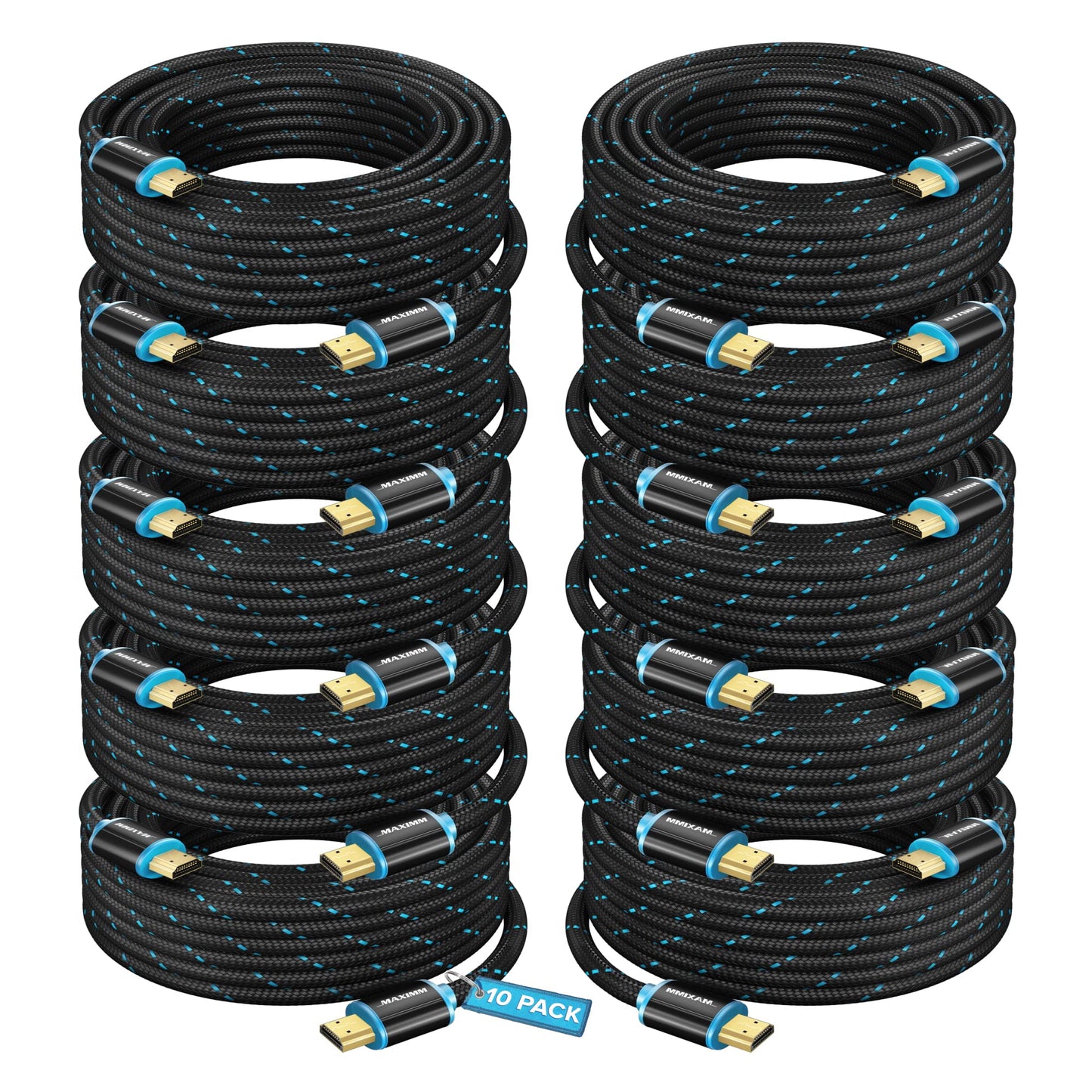HDMI Cable 4K Ultra HD 6 Foot (10 Pack) Nylon Braided HDMI 2.0 Cable, High Speed 18Gbps 4K60Hz HDR, 3D, 2160p, 1080p, HDCP 2.2, ARC, HDMI Cables for Monitors, HDTV