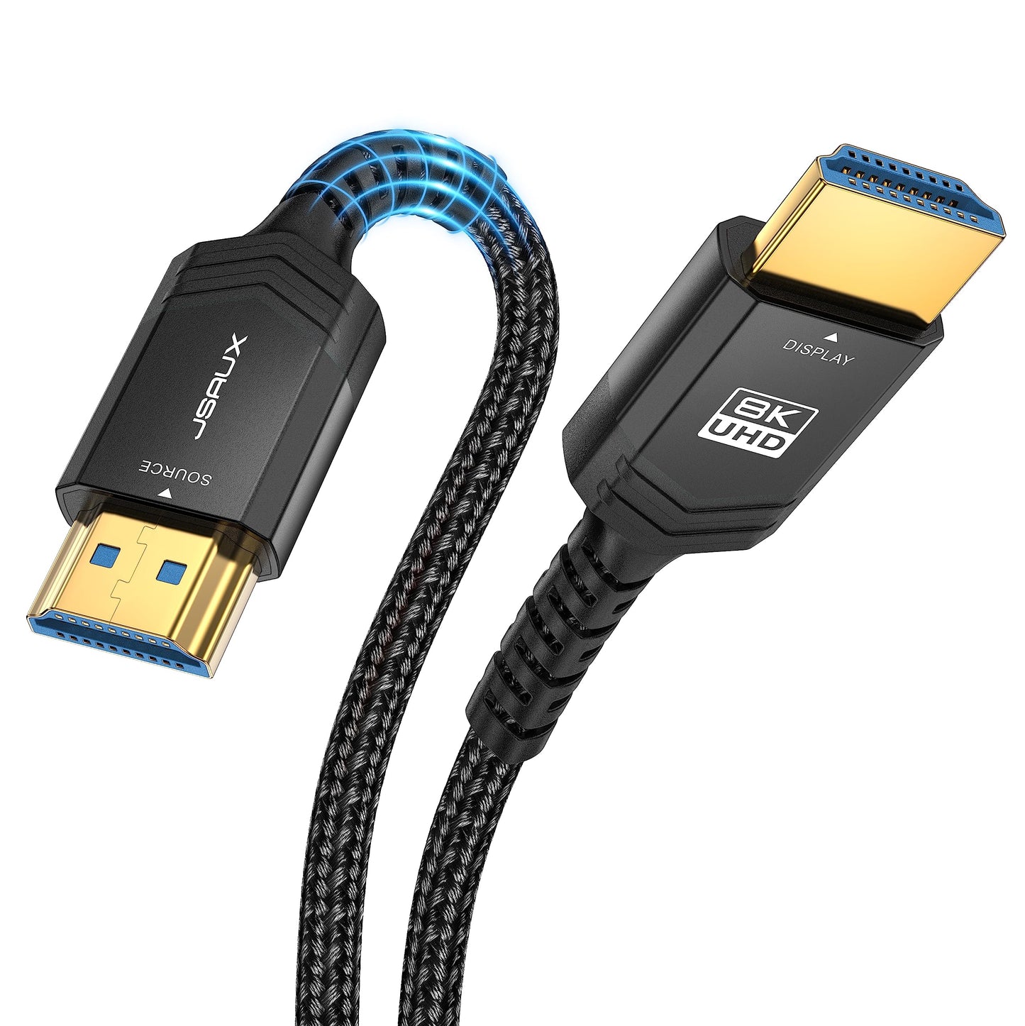JSAUX HDMI Cables 2.1 10FT 2-Pack 48Gbps 8K@60Hz 4K Ultra High Speed Cords(7680x4320, 4K@120Hz) eARC HDR10 HDCP 2.2 & 2.3 3D, Compatible for PS5/PS4/X-Box/Roku TV/HDTV/Blu-ray/LG